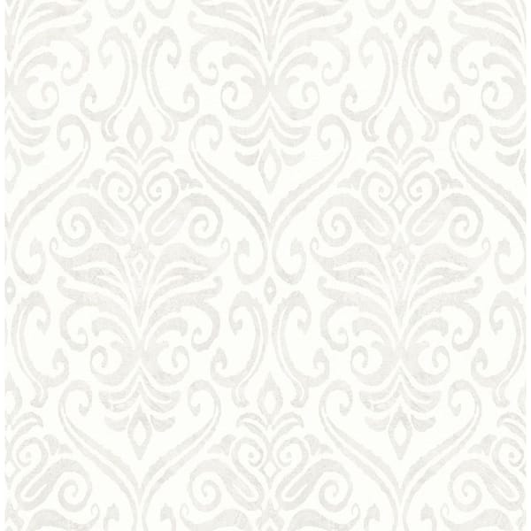 Adavu Dove Whtie Damask Wallpaper