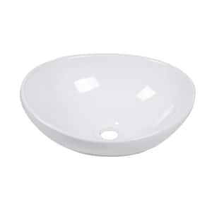 16 in. L x 13 in. W Bathroom Ceramic Oval Vessel Sink Art Basin in White