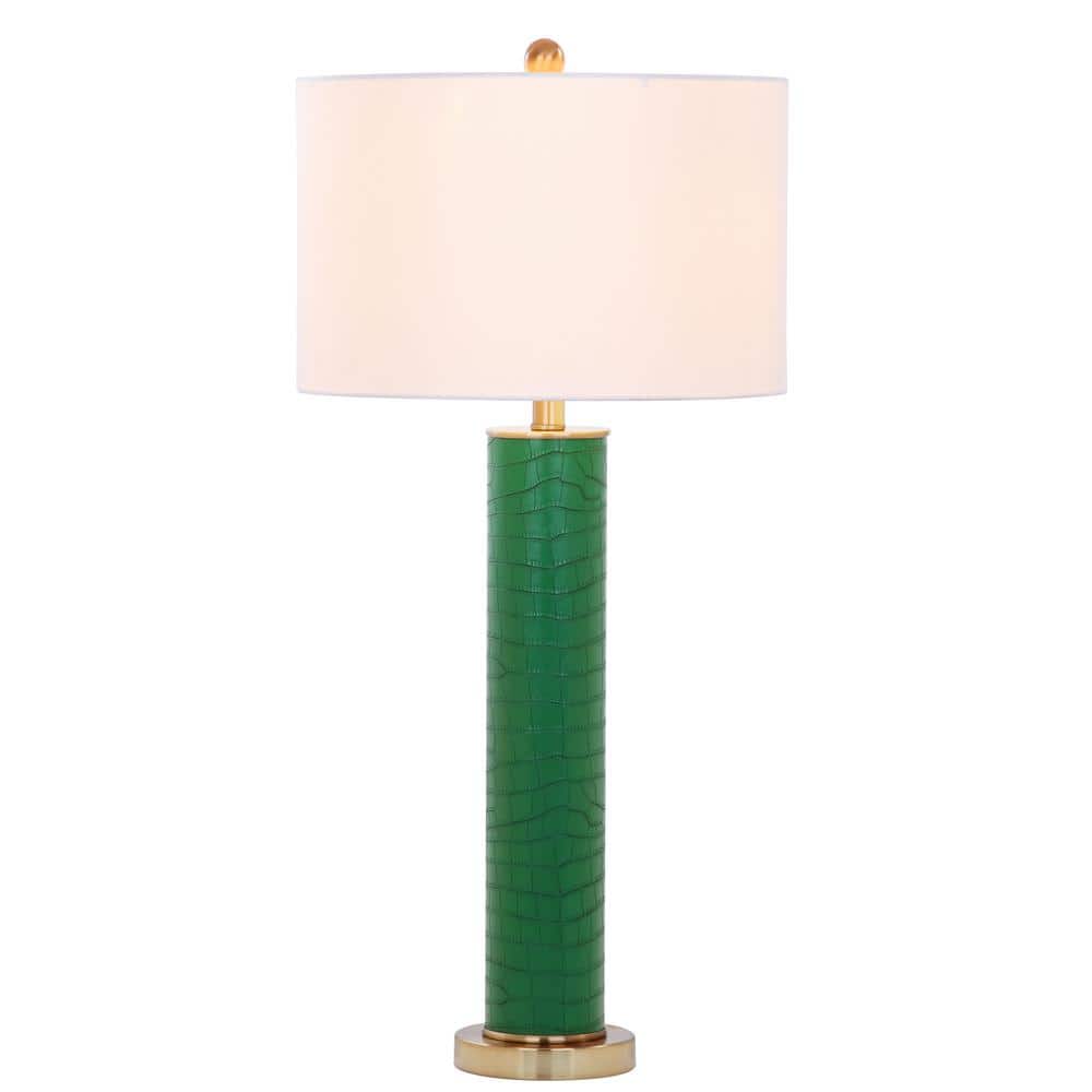 Ollie Green Faux Alligator Table Lamp Set with White Shades