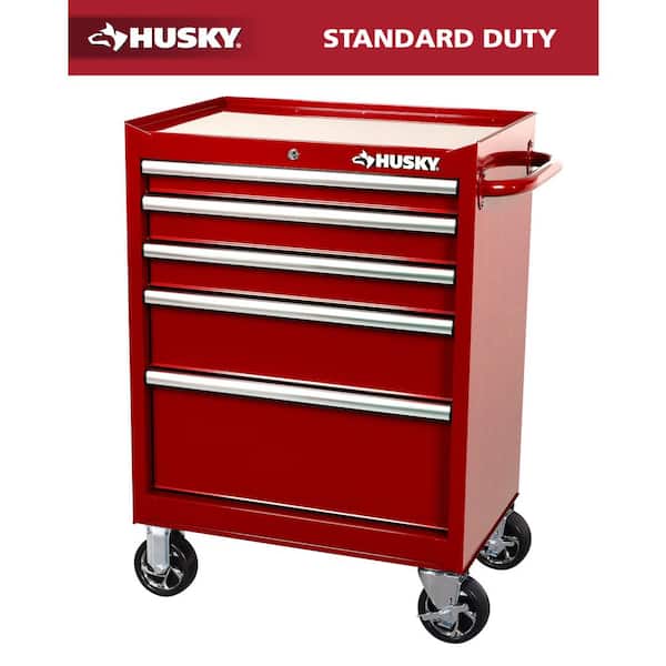 Standard-Duty 27 in. W x 18 in. D 5-Drawer Red Rolling Tool Cabinet