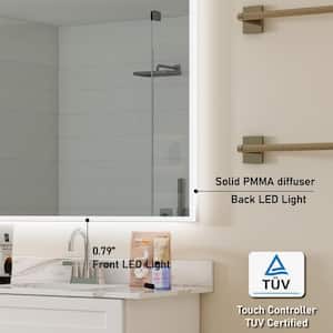 84 in. x 42 in. Large Rectangular Acrylic Framed Wall Anti Fog Dimmable LED Bathroom Vanity Mirror with Lights in White
