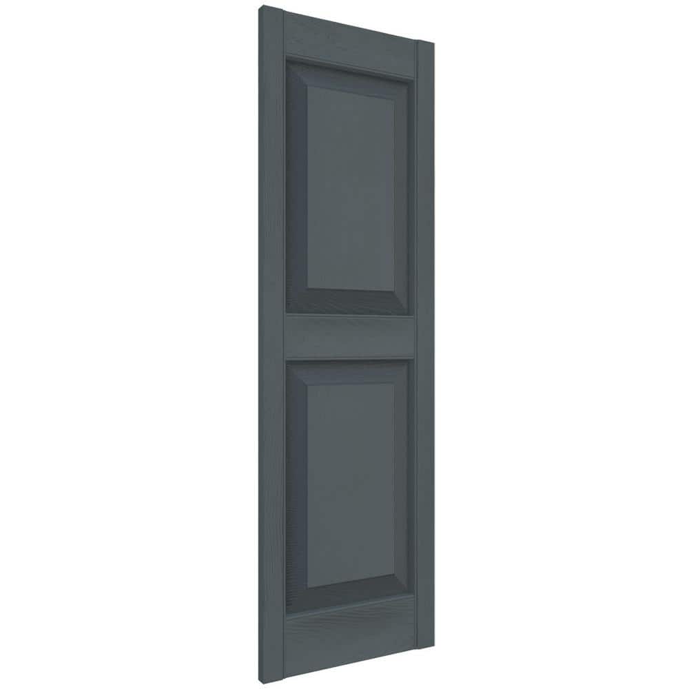 Storm Cloud Gray Raised Panel Vinyl Decorative Shutters, 12" x 35"