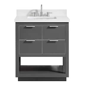 Allie 31 in. W x 22 in. D Bath Vanity in Gray with Silver Trim with Quartz Vanity Top in White with Basin