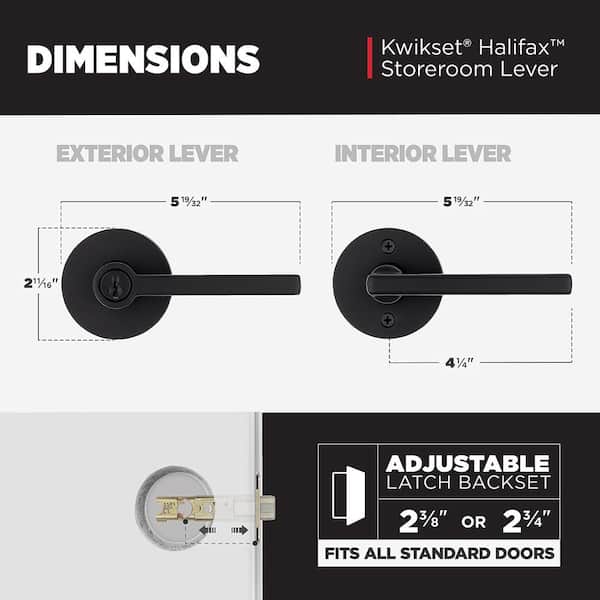 Kwikset Halifax Matte Black Keyed Storeroom Round Door Handle UL Kwikset Halifax Matte Black Keyed Storeroom Round Door Handle UL