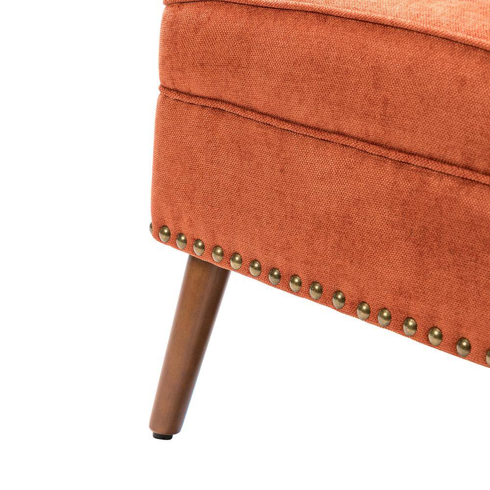 Laomedon Orange Button-Tufted Accent Chair Set with Nailhead Trim