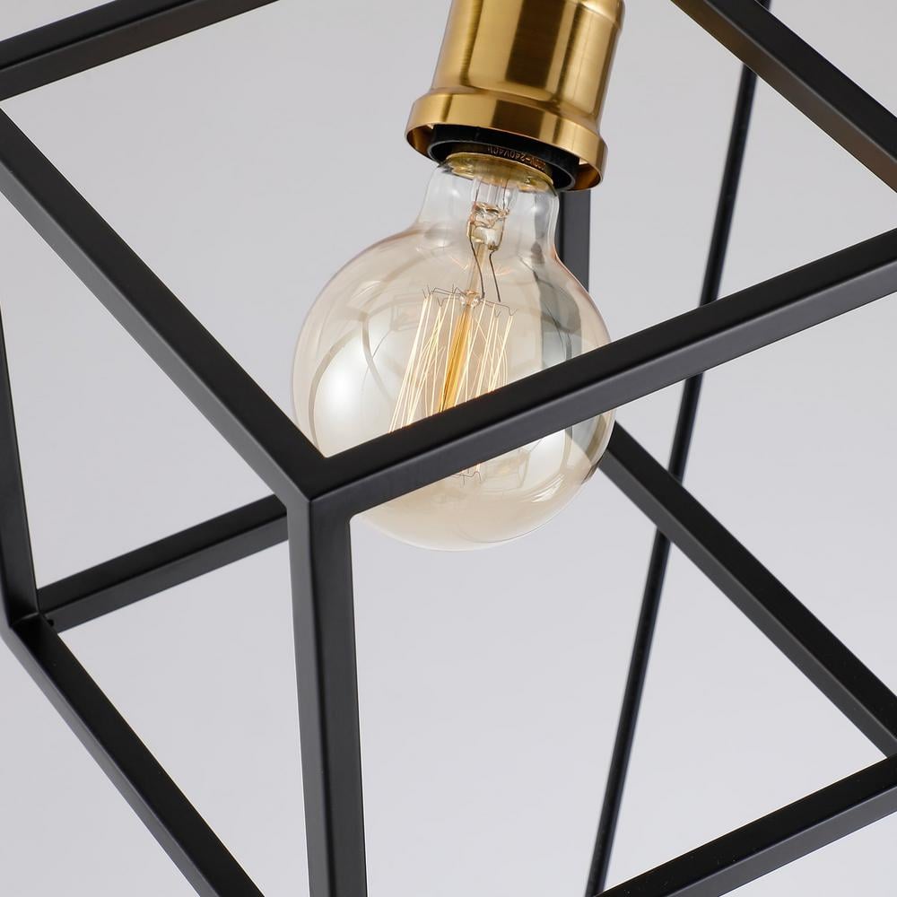 Black Geometric Cage 7-Light Cluster Stairway Chandelier