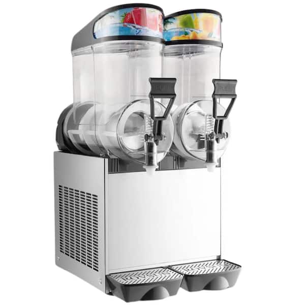 1230 oz. 2 Tank Stainless Steel Commercial Snow Cone Machine Slushy Machine