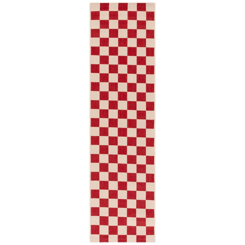 Courtyard Red/Beige 2 ft. x 5 ft. Checkered Indoor/Outdoor Runner Rug price history on PriceWatchPro
