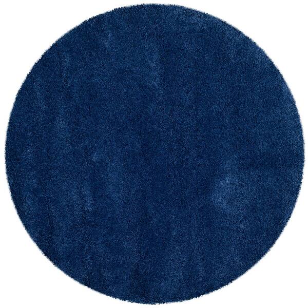 SAFAVIEH Milan Shag Navy 3 ft. x 3 ft. Solid Flokati Round Area Rug