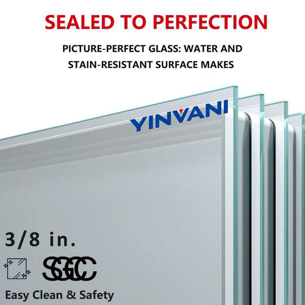 YINVANI 60 in. W x 66 in. H Single Sliding Frameless Soft