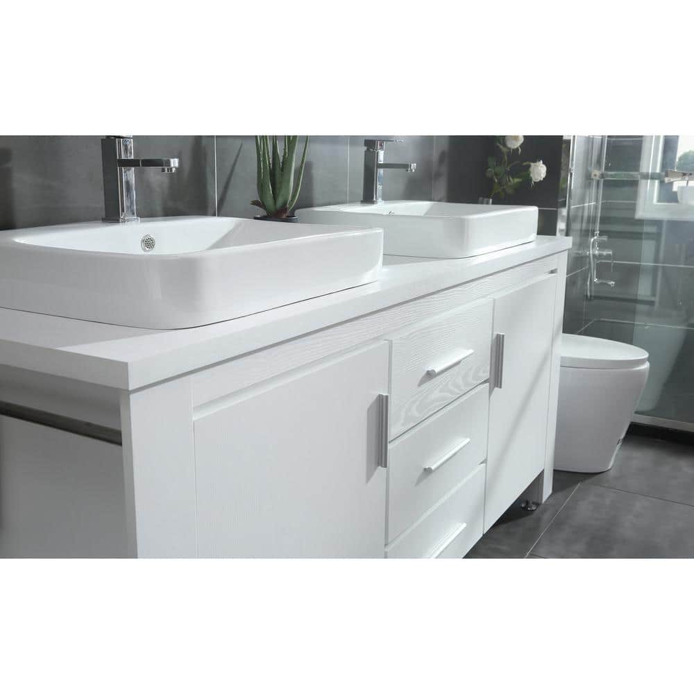 Washington 72" White Veneer Double Sink Vanity Set with Mirrors