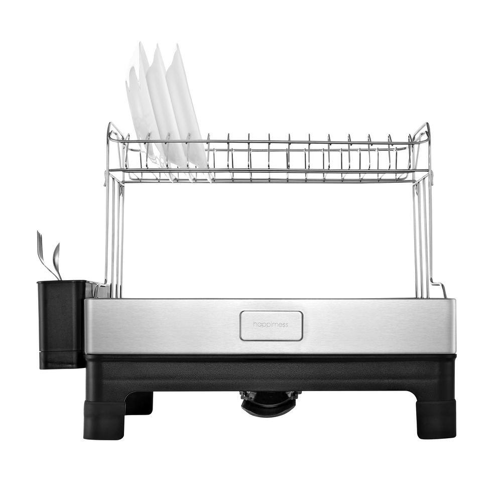 Stainless Steel 2-Tier Dish Drying Rack with Utensil Cup