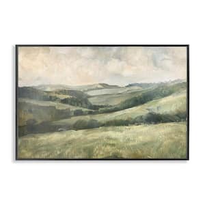 Green Hilly Landscape by LSR Design Studio Black Framed Nature Giclee Art Print 12 in. x 18 in.