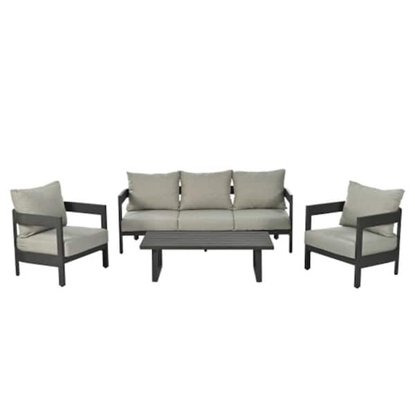 Luxurious Outdoor Seating Set: Light Gray Cushions for Exceptional Comfort, Ideal for Patios and Poolside Relaxation!