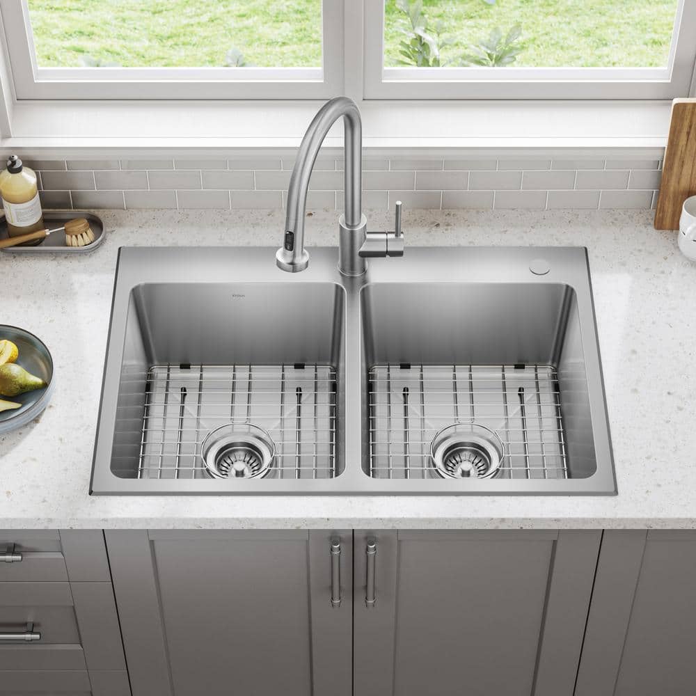 Fairlane 33-Inch Stainless Steel Double Bowl Kitchen Sink