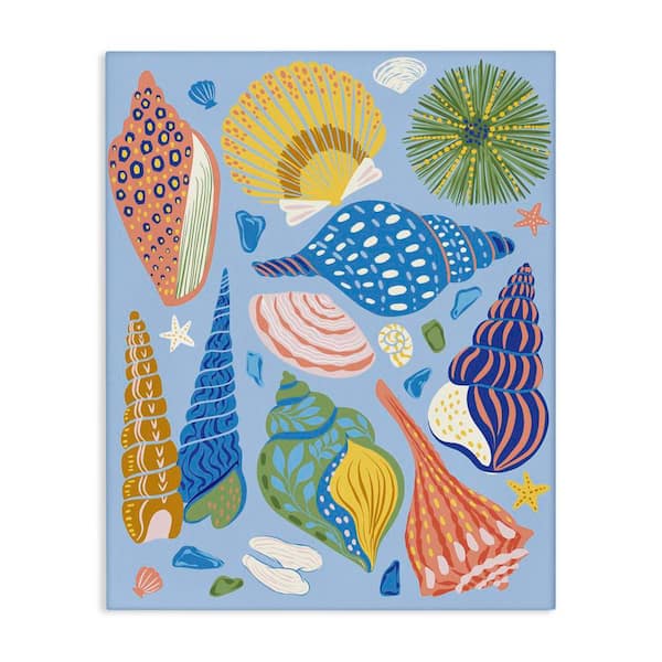 Stupell Industries Summer Fun Seashells by Arrolynn Weiderhold Unframed Coastal Graphic Art Print 48 in. x 36 in.