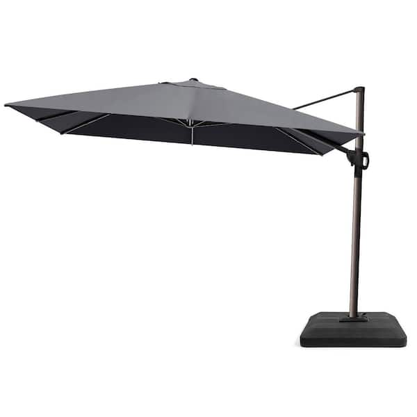 12.5 ft. x 9 ft. Tilt Outdoor Cantilever Patio Umbrella 360° Rotation in Gray with stand