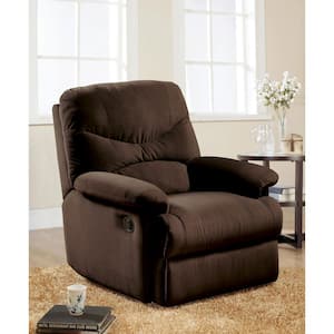 31 in. W Brown Fabric Recliner in Chocolate Microfiber Seat of 1
