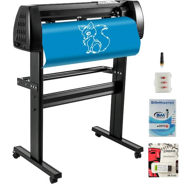 34 in. Vinyl Cutter Machine, Paper Feed Cutting Plotter Bundle with Adjustable Force and Speed, LCD Display