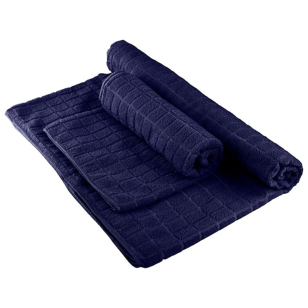 72 x 24 Hot Yoga Polyester Bath Towel Set, Navy
