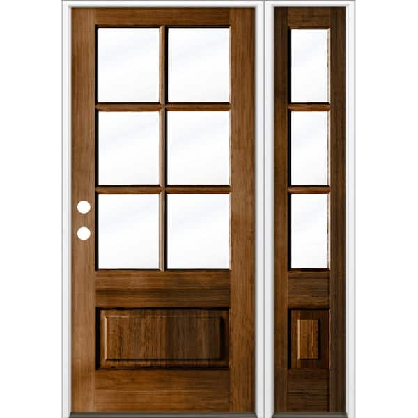 Krosswood Doors 50 in. x 80 in. Farmhouse 3/4 LiteProvincial Stain Right-Hand/Inswing Douglas Fir Prehung Front Door Right Sidelite