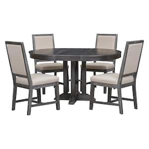Black 5-Piece Dining Table with 4-Chairs