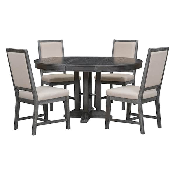 Nestfair Black 5-Piece Dining Table with 4-Chairs