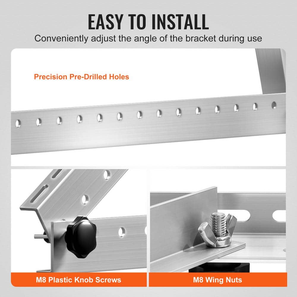 45-Inch Adjustable Aluminum Solar Panel Mount Brackets