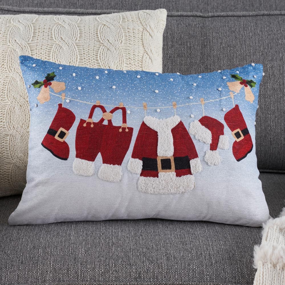 Multicolor Embroidered Cotton Holiday Throw Pillow