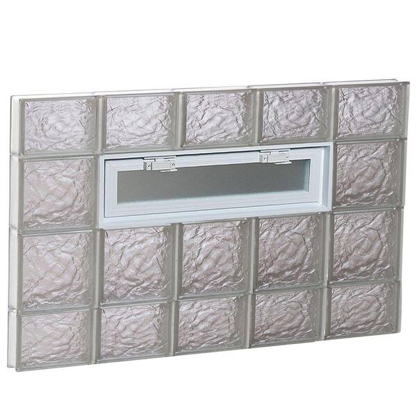 Clearly Secure 38.75 in. x 27 in. x 3.125 in. Frameless Ice Pattern Vented Glass Block Window