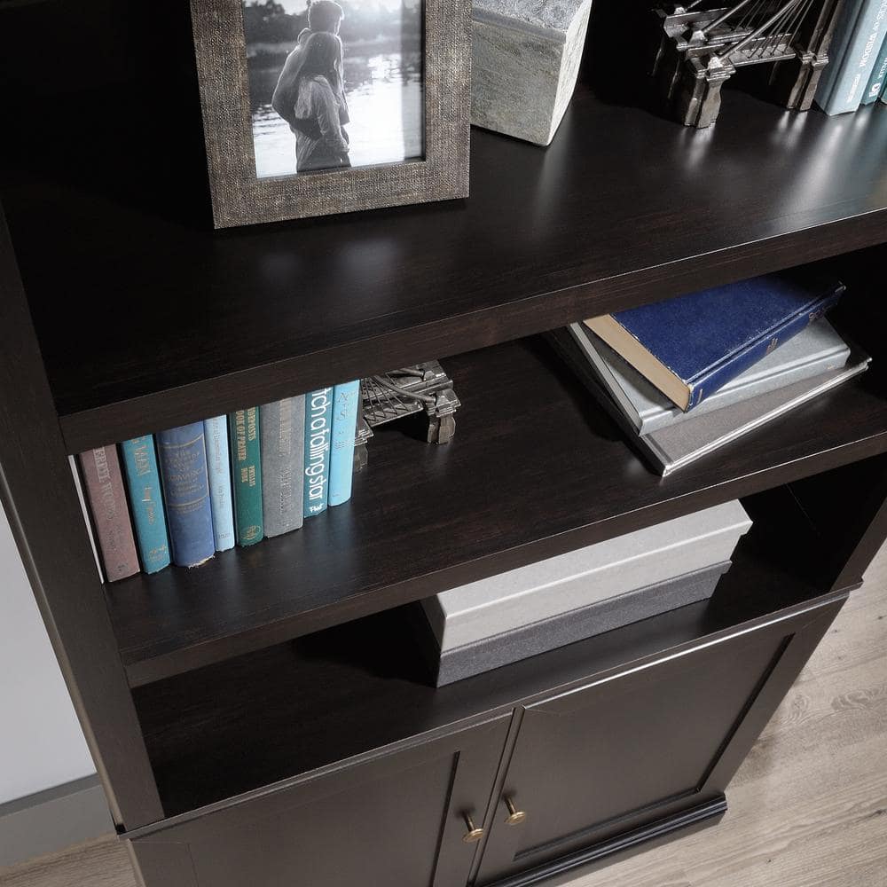Estate Black Modern Farmhouse 5-Shelf Bookcase with Doors