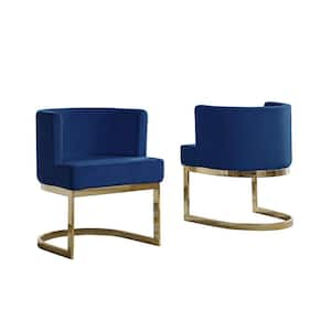 Joe Navy Blue Velvet Gold Chrome Chair (Set of 1)