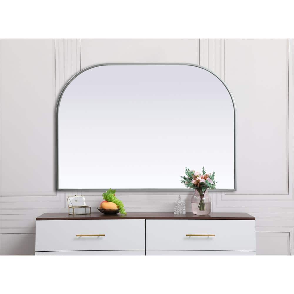 Silver Arch Top Metal Frame Bathroom Mirror