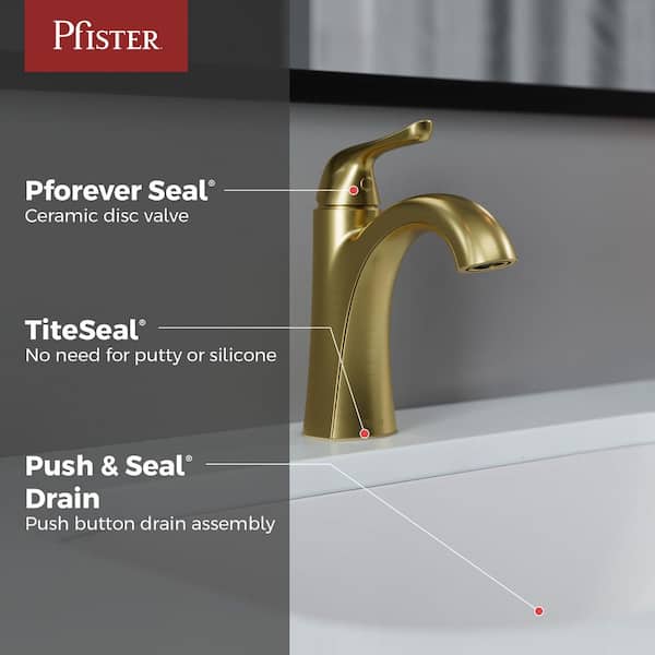 Willa Single Handle Single Hole Bathroom Faucet With Deck plate in Brushed Gold