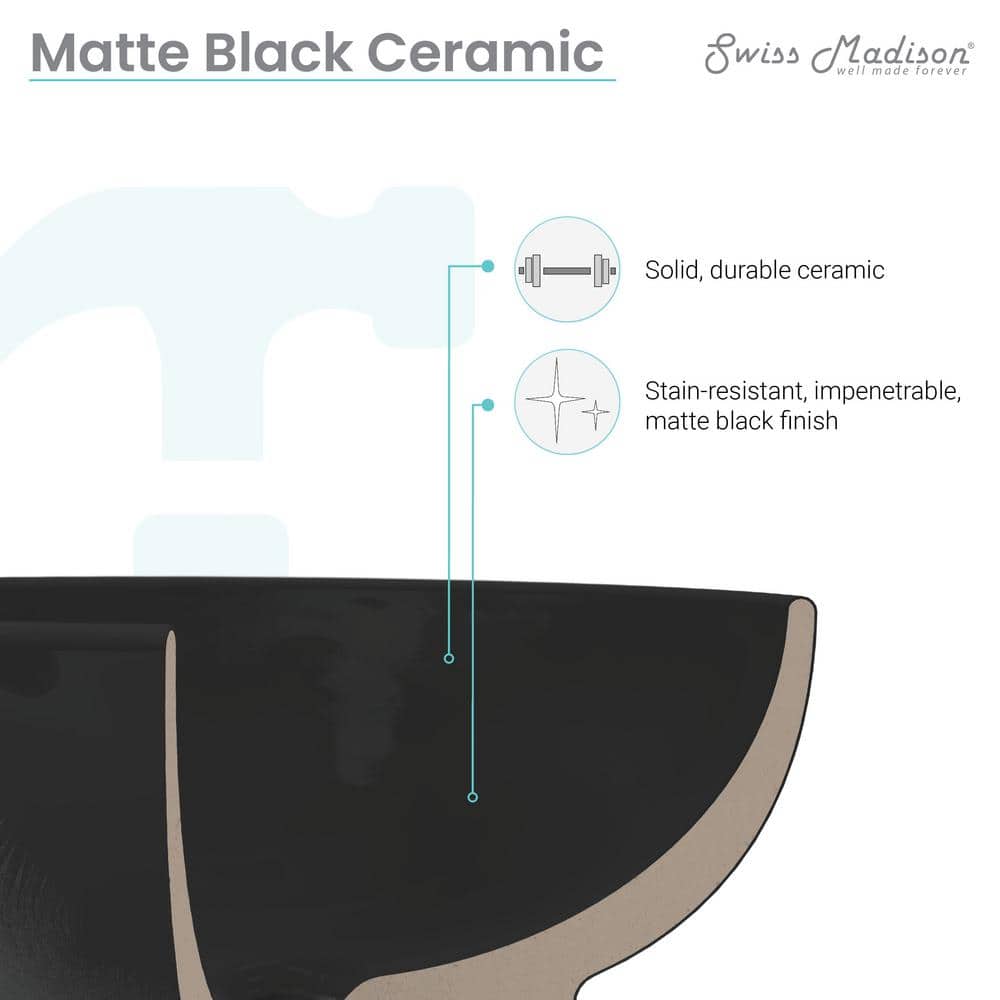 Claire 20" Matte Black Ceramic Rectangular Vessel Sink