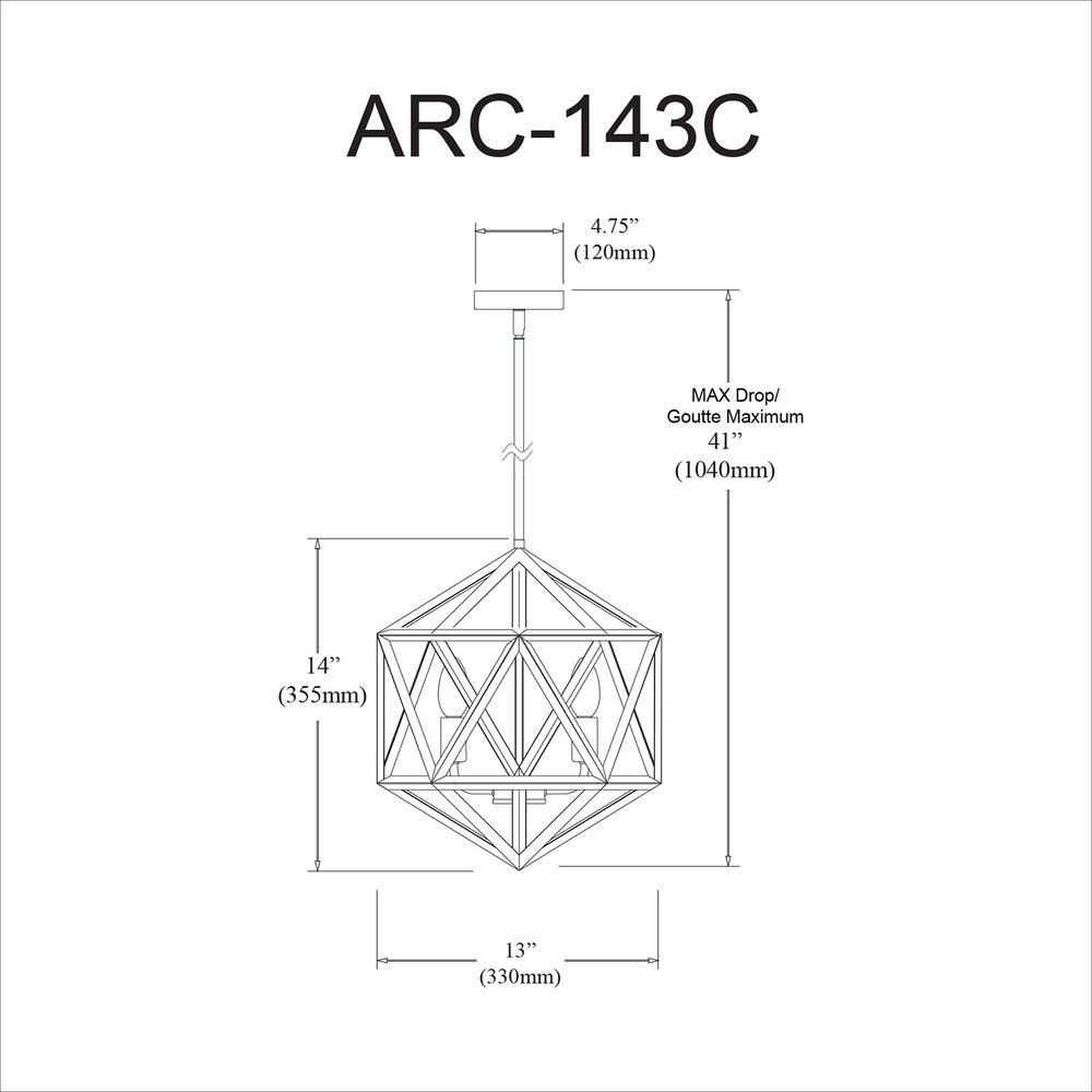 Modern Mini Black Drum 3-Light Ceiling Chandelier