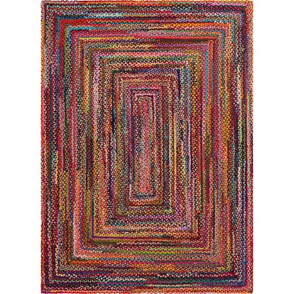 Unique Loom Braided Chindi Layer Multi 8 ft. x 11 ft. Area Rug