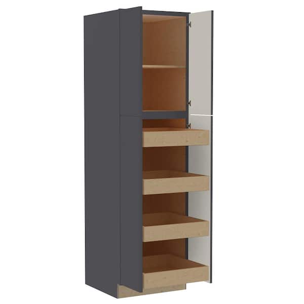 Hargrove 24 in. W x 24 in. D x 84 in. H Assembled Plywood Pantry Kitchen Cabinet in Valiant Onyx with 4ROT Soft Close