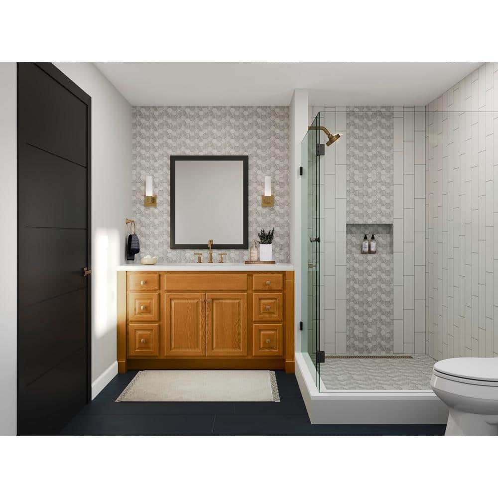 Medium Oak 3-Drawer Bathroom Vanity Base Cabinet