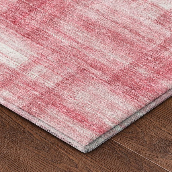 Mayfield Premium Machine Washable Abstract AMF2517 Pink 2 ft. x 7 ft. Runner Rug
