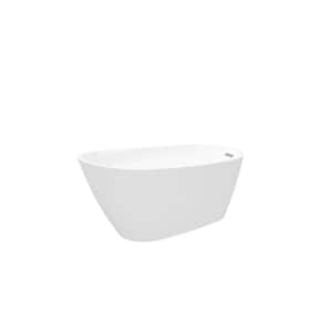 59 in. x 28.7 in. Acrylic Freestanding Soaking Bathtub with Center Drain in Glossy White.