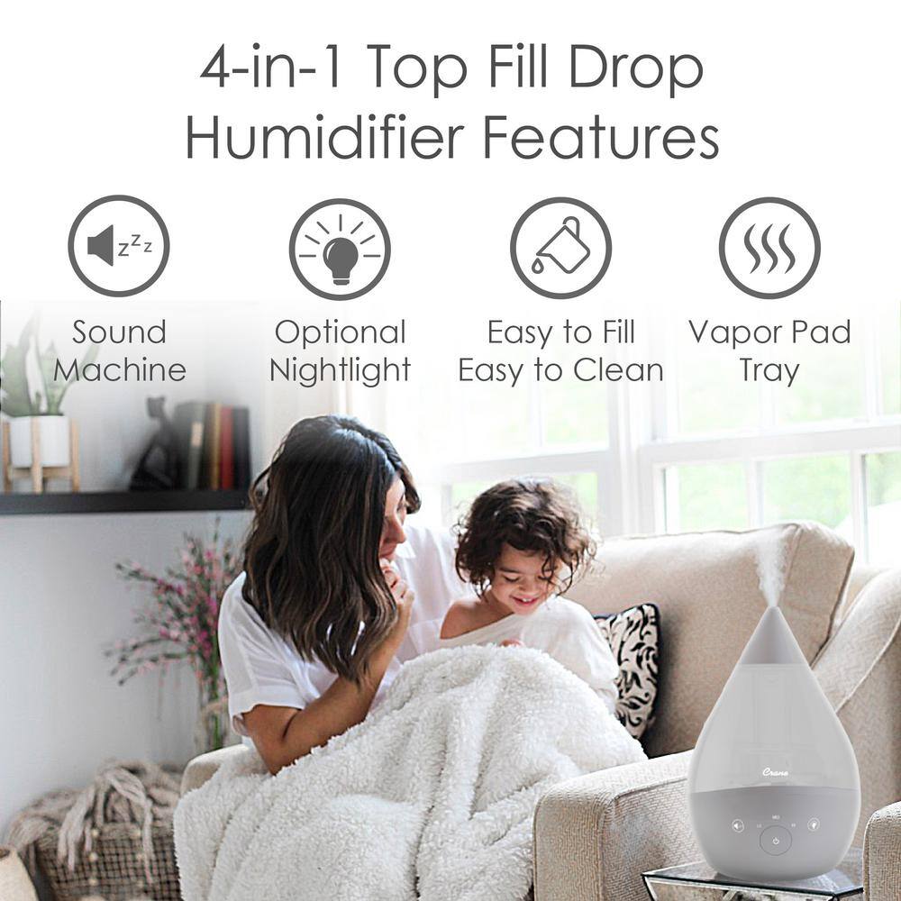 Gray Ultrasonic Cool Mist Humidifier with Sound Machine, 1 Gallon