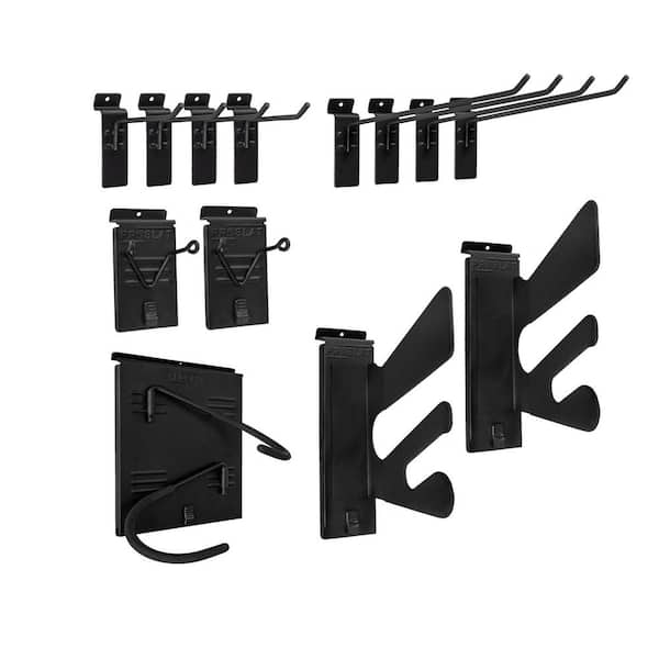 Slat Wall Panel Accessories 50 lb. Load Capacity Stealth Sports Kit in Black (12-Piece)