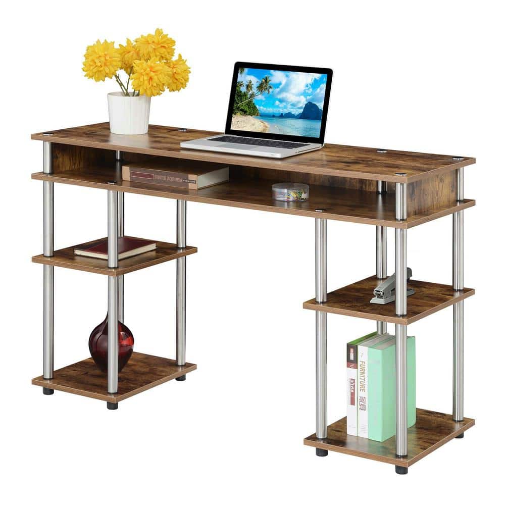Barnwood Espresso 48" Wood Student Desk with Shelves