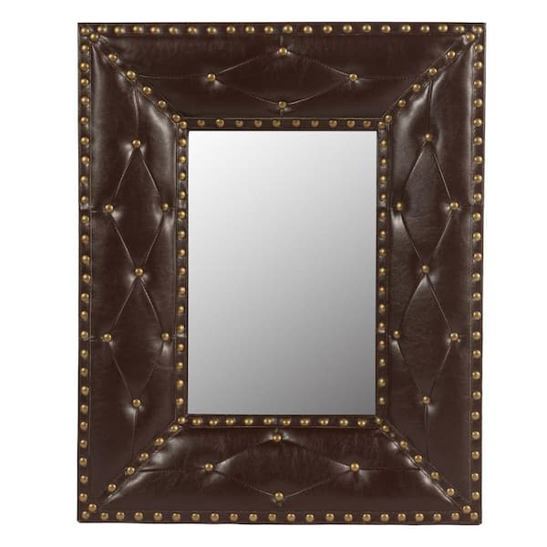 Tidoin 21 in. W x 26 in. H Rectangular Framed Hook Wall Bathroom Vanity Mirror in Brown