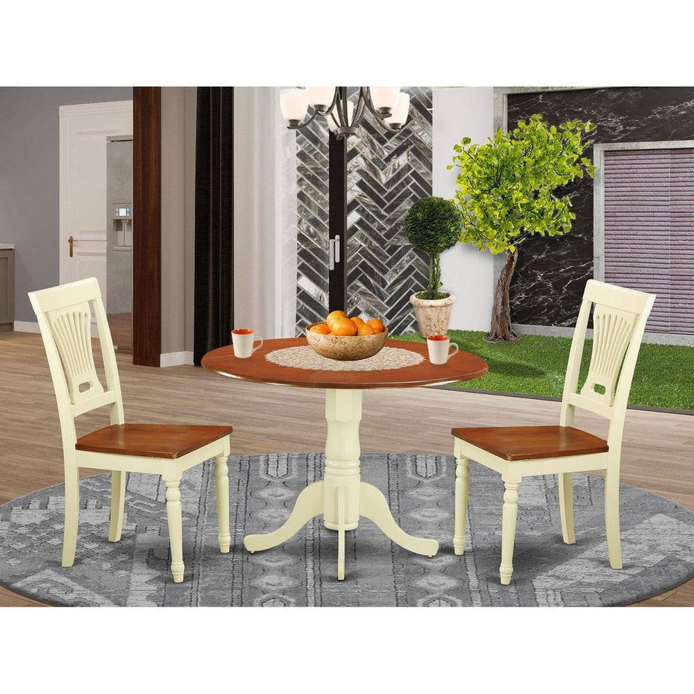 Buttermilk and Cherry 3-Piece Round Drop Leaf Dining Set