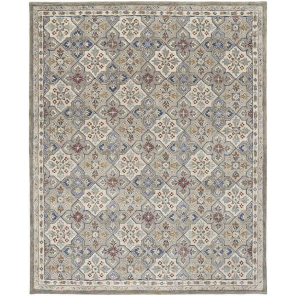 HomeRoots 8 x 10 Taupe, Ivory Plaid Area Rug