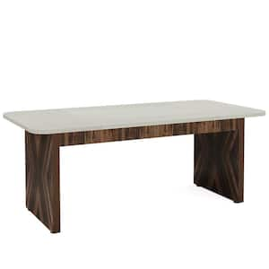 Moronia 70.8 in. Rectangular Brown and White Engineered Wood Computer Desk