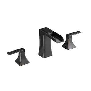 Flanna 4 in. Center Set Double-Handle Mid Arc Bathroom Faucet with Drain Kit Included in Oil-Rubbed Bronze