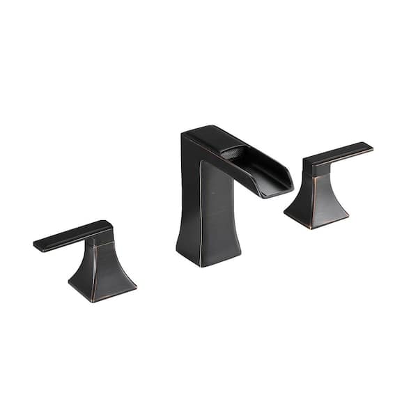 Flynama Flanna 4 in. Center Set Double-Handle Mid Arc Bathroom Faucet with Drain Kit Included in Oil-Rubbed Bronze